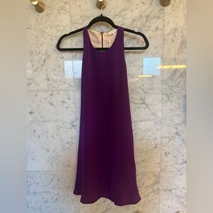 LAVENDER BROWN shift dress purple 100% silk pockets lined A line